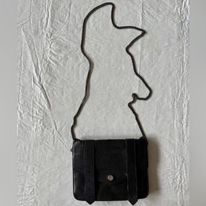 PROENZA SCHOULER Black Leather PS1 Wallet On Chain Crossbody Bag